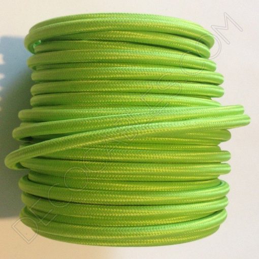 Cable textil eléctrico (Verde Lima) 3 Cable eléctrico redondo de tela de color verde lima
