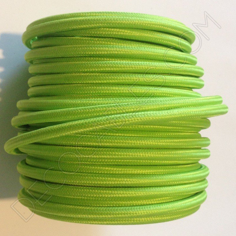 Cable eléctrico redondo de tela de color verde lima Cable eléctrico redondo de tela de color verde lima