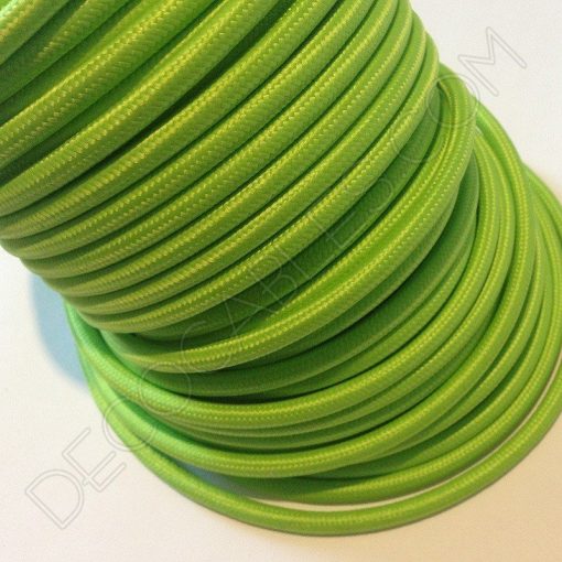 Cable textil eléctrico (Verde Lima) 2 Cable eléctrico redondo de tela de color verde lima