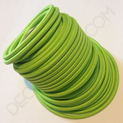 Cable eléctrico redondo de tela de color verde lima