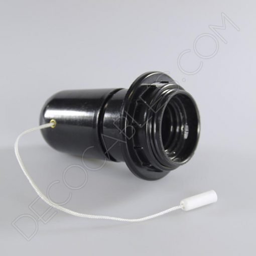 Portalámparas para pantallas con cordón interruptor 2 Portalámparas negro de baquelita para pantallas con cordón interruptor