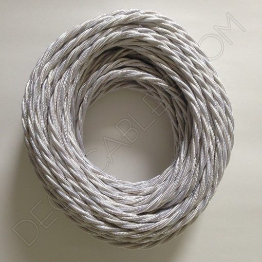 Cable eléctrico trenzado tela blanco 3 hilos