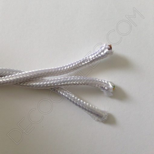 Cable eléctrico trenzado tela blanco 3 hilos