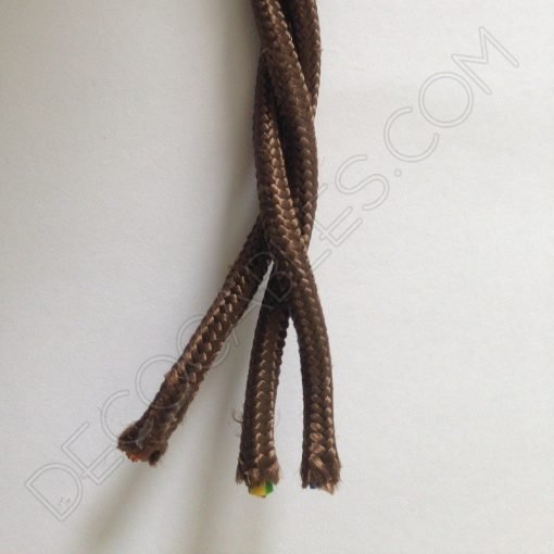 Cable trenzado de 3 hilos Marrón (sección 3x0,75mm²) 4 Cable eléctrico trenzado tela marrón 3 hilos