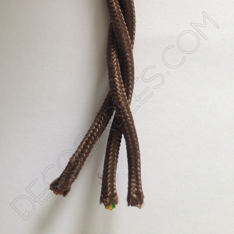 Cable eléctrico trenzado tela marrón 3 hilos Cable eléctrico trenzado tela marrón 3 hilos