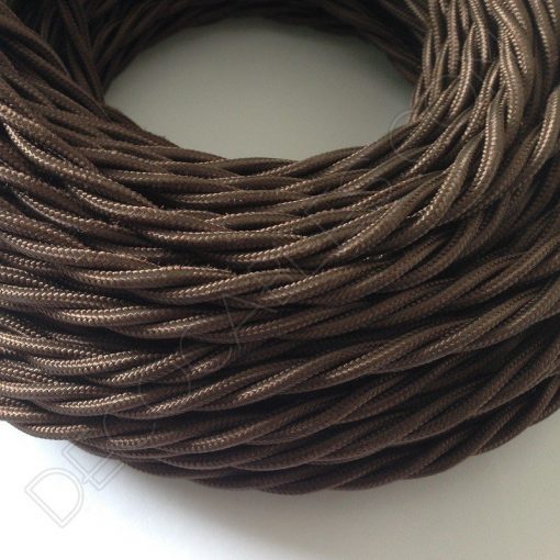 Cable trenzado de 3 hilos Marrón (sección 3x0,75mm²) 2 Cable eléctrico trenzado tela marrón 3 hilos