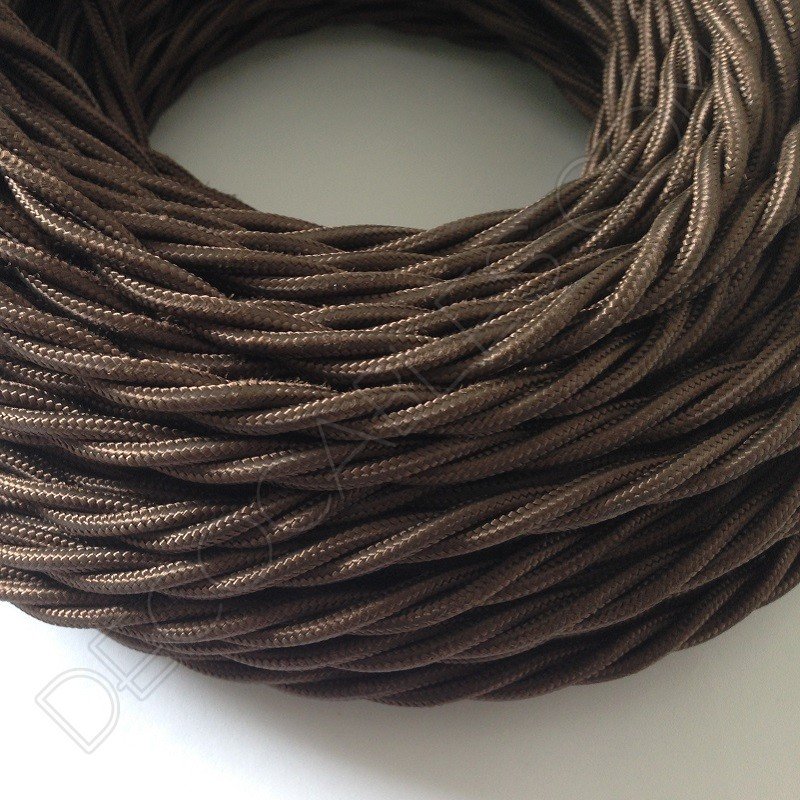 Cable eléctrico trenzado tela marrón 3 hilos Cable eléctrico trenzado tela marrón 3 hilos