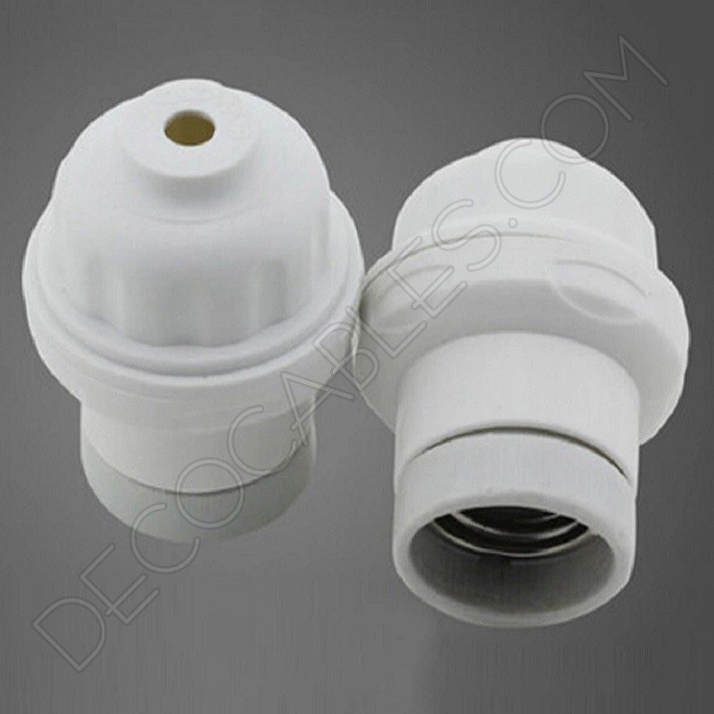 Portalámparas blanco de baquelita y cerámica esmaltada Portalámparas blanco de baquelita y cerámica esmaltada