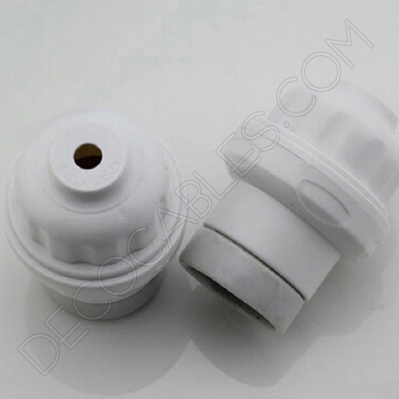 Portalámparas blanco de baquelita y cerámica esmaltada Portalámparas blanco de baquelita y cerámica esmaltada