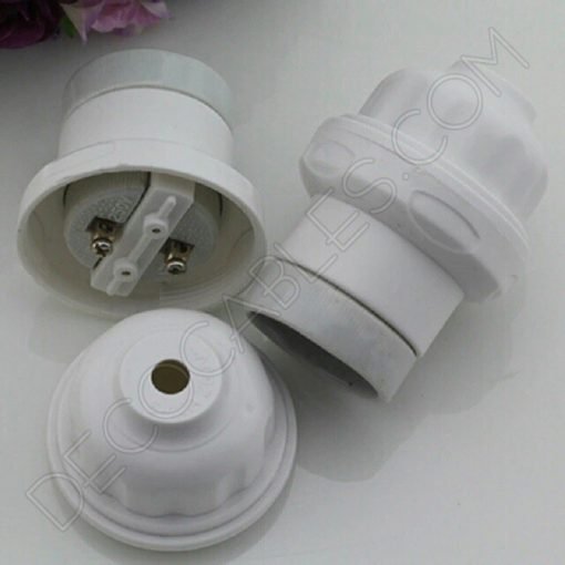 Portalámparas baquelita y cerámica esmaltado (Blanco) 4 Portalámparas blanco de baquelita y cerámica esmaltada