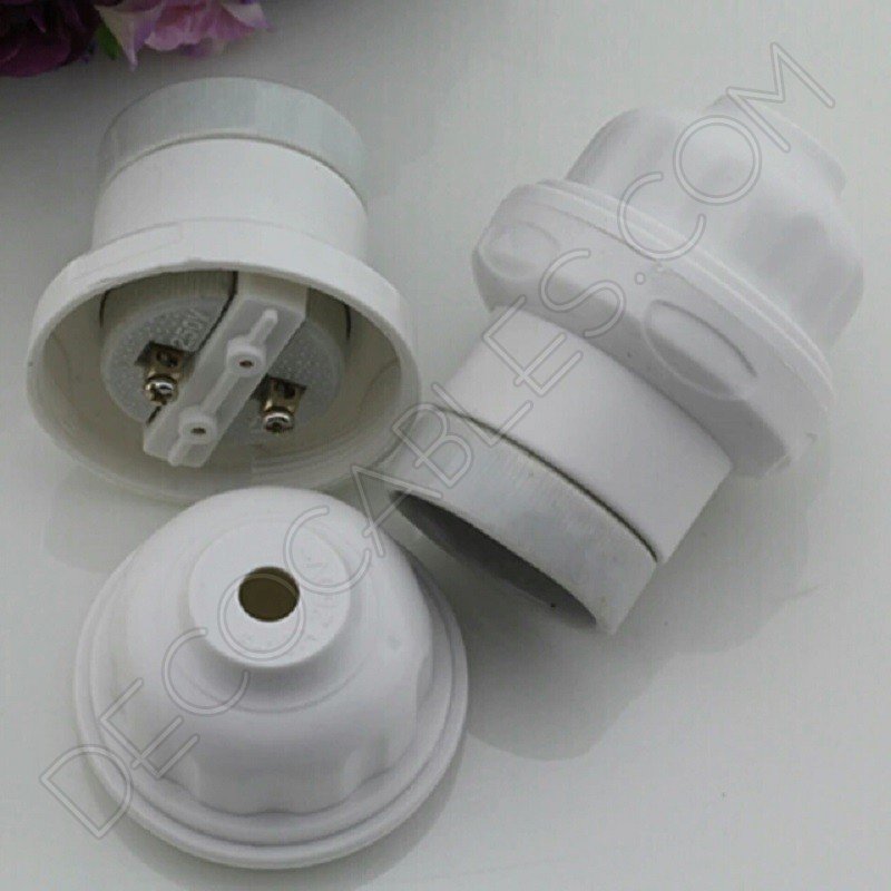 Portalámparas blanco de baquelita y cerámica esmaltada Portalámparas blanco de baquelita y cerámica esmaltada