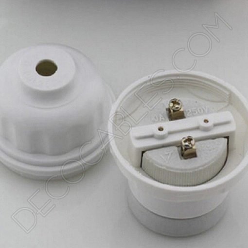 Portalámparas baquelita y cerámica esmaltado (Blanco) 3 Portalámparas blanco de baquelita y cerámica esmaltada