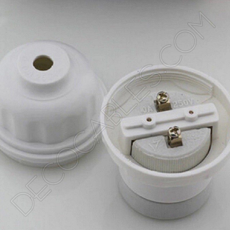 Portalámparas blanco de baquelita y cerámica esmaltada Portalámparas blanco de baquelita y cerámica esmaltada