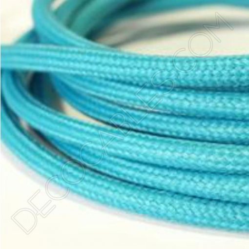 Cable eléctrico redondo de tela de color azul turquesa