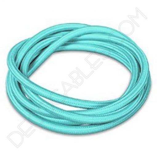 Cable eléctrico redondo de tela de color azul turquesa