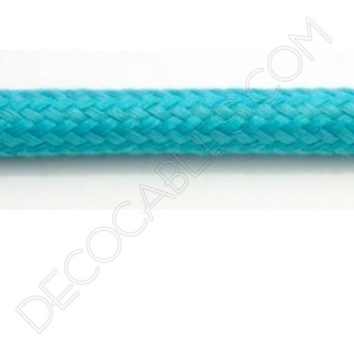 Cable eléctrico redondo de tela de color azul turquesa