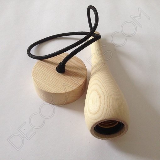 Lámpara Colgante Madera modelo Botella 4 Lámpara colgante en madera con cable textil modelo botella