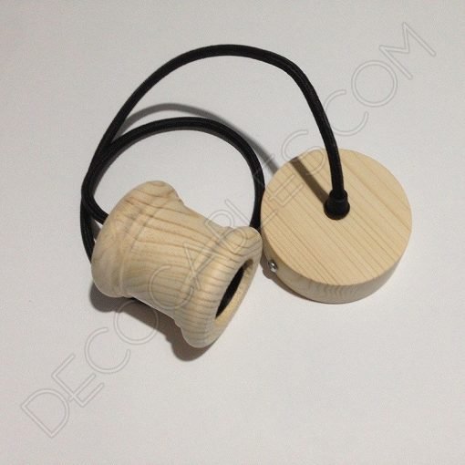 Lámpara Colgante Madera modelo Columna 2 Lámpara colgante en madera con cable textil modelo columna