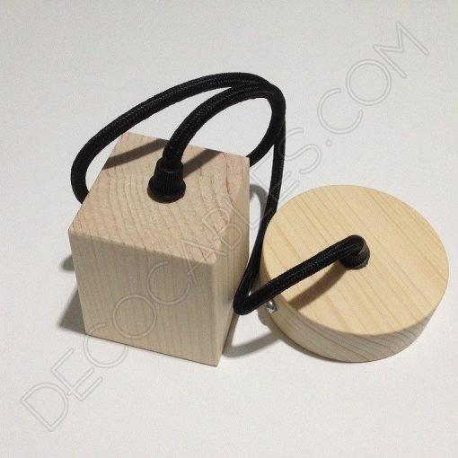 Lámpara Colgante Madera modelo Pirámide 2 Lámpara colgante en madera con cable textil modelo trapecio