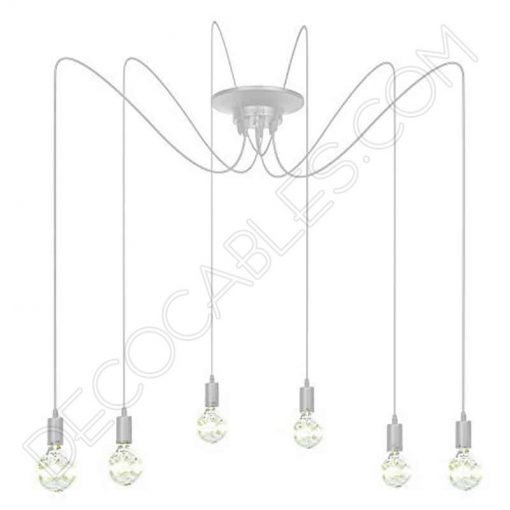 Lámpara araña de techo de color blanca de 6 brazos
