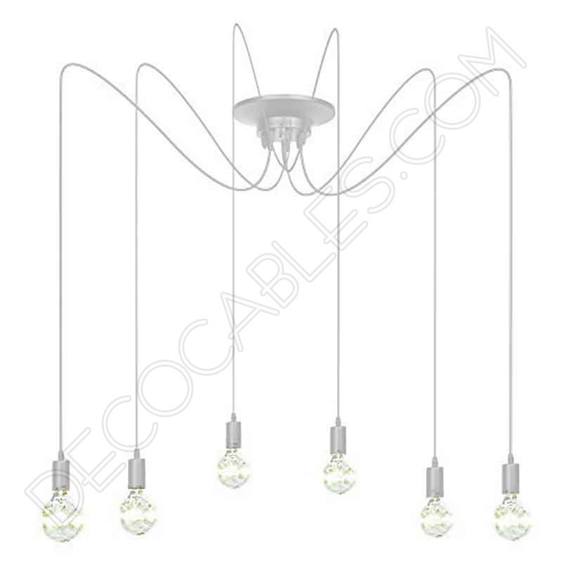 Lámpara araña de techo de color blanca de 6 brazos Lámpara araña de techo de color blanca de 6 brazos