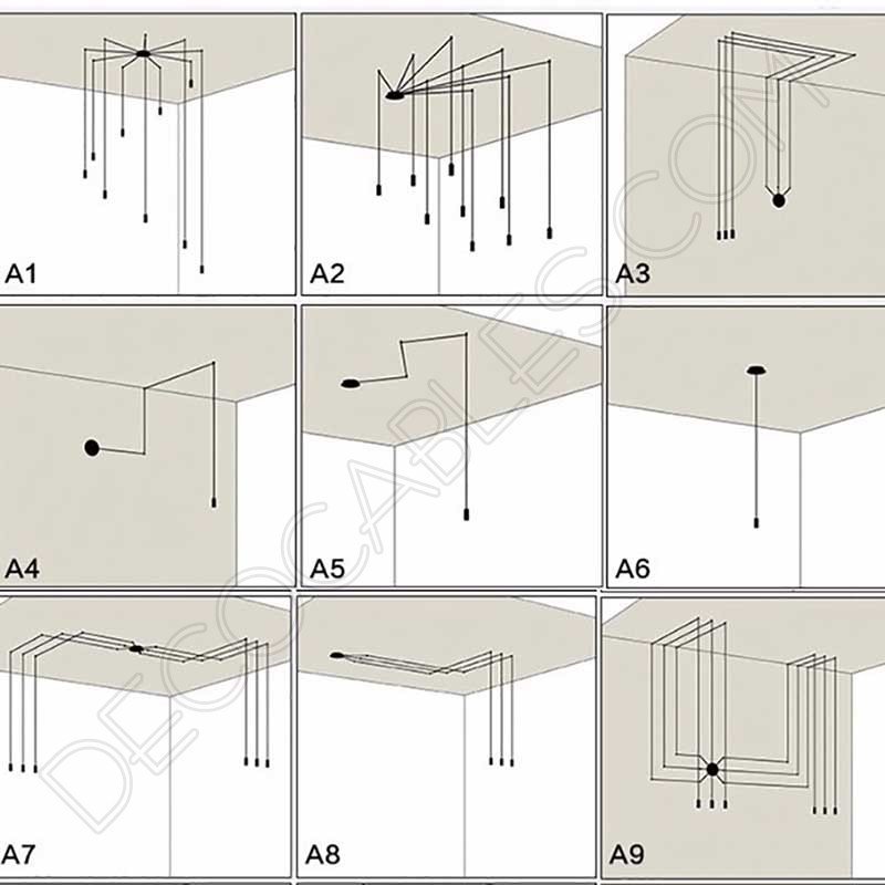 Gancho de techo y pared para cables en color negro Gancho de techo y pared para cables en color negro