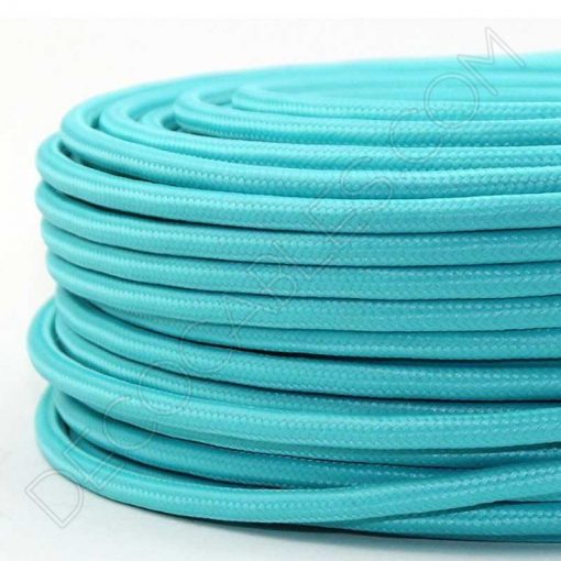Cable eléctrico redondo de tela de color azul turquesa