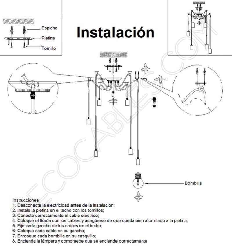 Instalación de lámpara araña Instalación de lámpara araña