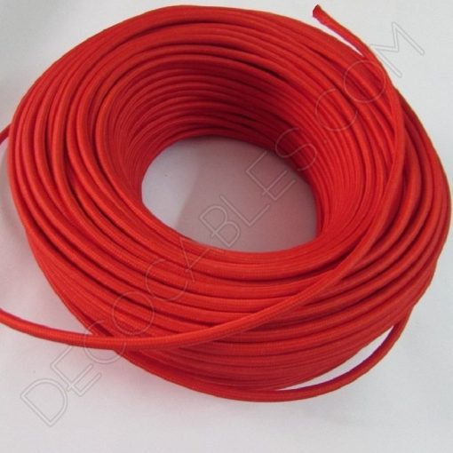 Cable textil eléctrico (Rojo) 3 Cable eléctrico redondo de tela de color rojo