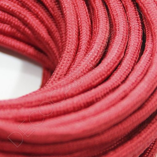Cable eléctrico redondo de tela de color rojo