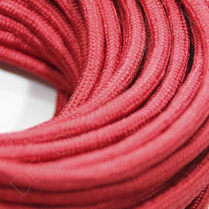 Cable eléctrico redondo de tela de color rojo Cable eléctrico redondo de tela de color rojo