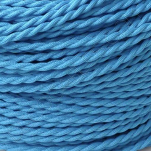 Cable eléctrico trenzado seda azul turquesa