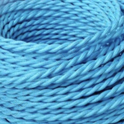 Cable eléctrico trenzado seda azul turquesa