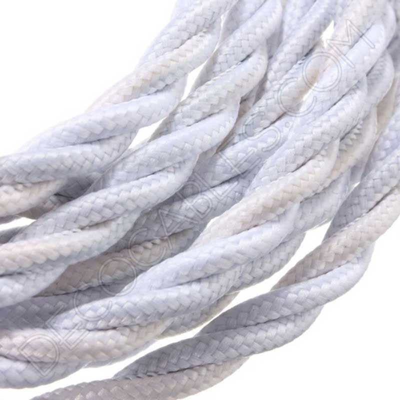 Cable eléctrico trenzado seda blanco Cable eléctrico trenzado seda blanco