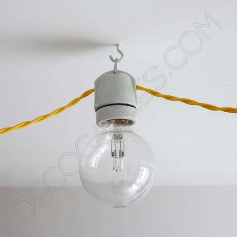 Portalámparas de cerámica esmaltada en color blanco con anilla para colgar Portalámparas de cerámica esmaltada en color blanco con anilla para colgar