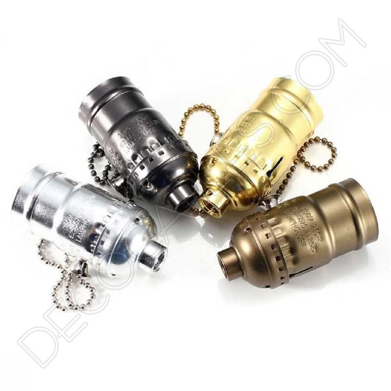 Portalámparas de latón con cadena interruptor varios colores Portalámparas de latón con cadena interruptor varios colores
