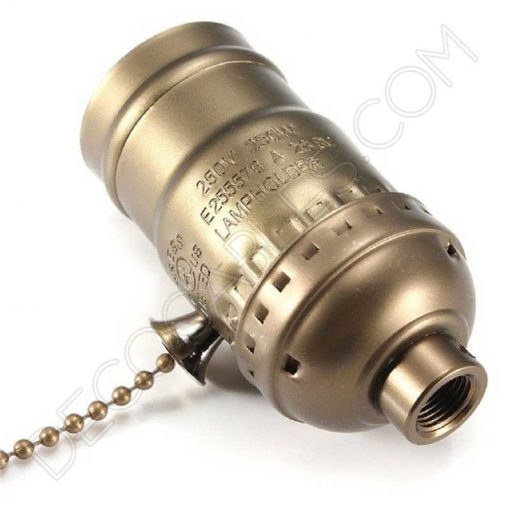 Portalámparas de latón con interruptor de cadena (varios colores) 4 Portalámparas de latón con cadena interruptor color bronce