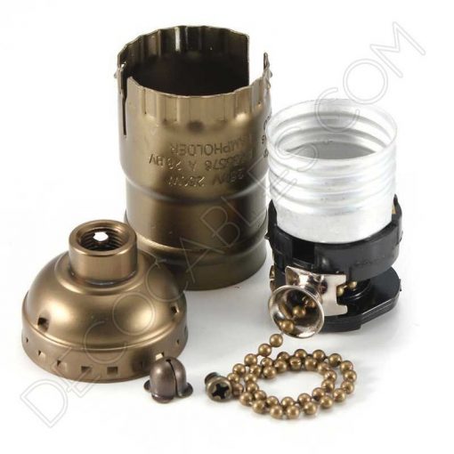 Portalámparas de latón con interruptor de cadena (varios colores) 5 Portalámparas de latón con cadena interruptor color bronce