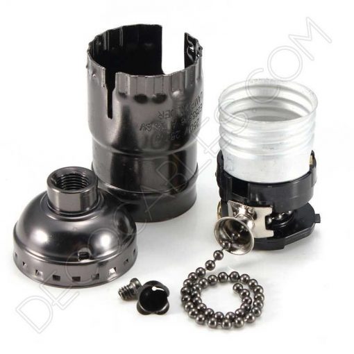 Portalámparas de latón con interruptor de cadena (varios colores) 7 Portalámparas de latón con cadena interruptor color negro