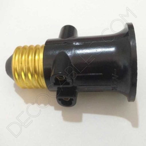 Portalámparas doble enchufe con casquillo E27 negro 2 Portalámparas doble enchufe conexión casquillo E27