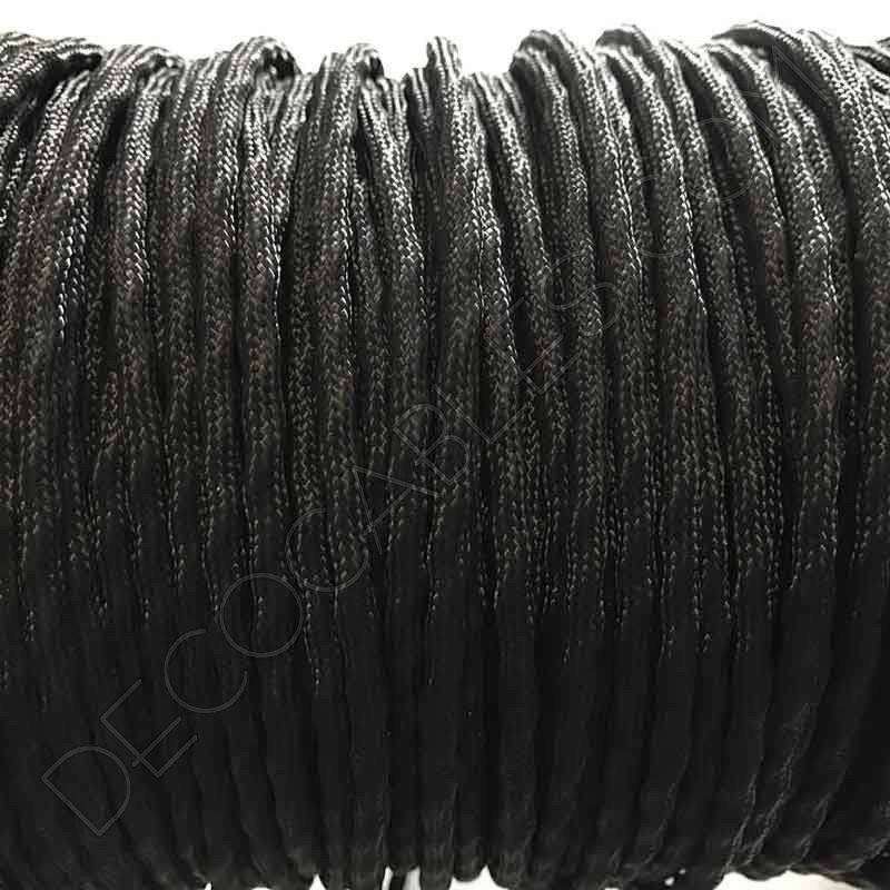 Cable decorativo semi trenzado color negro Cable decorativo semi trenzado color negro