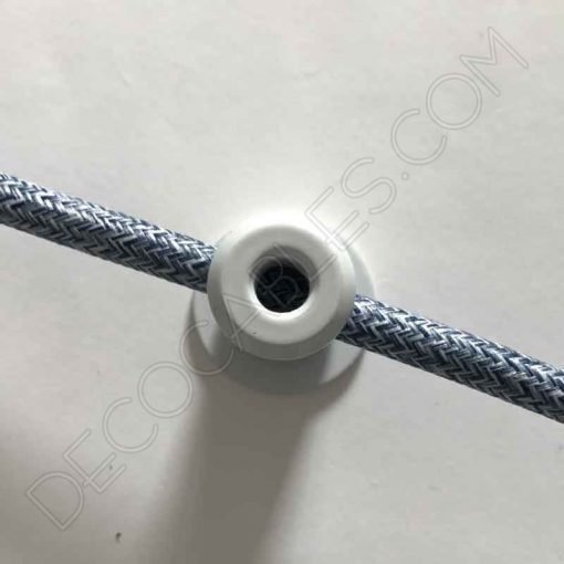 Cable eléctrico redondo de tela vaquera color azul y blanco en zig-zag jaspeado