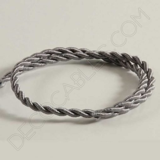 Cable trenzado de seda (Gris) 2 Cable eléctrico trenzado de seda color gris