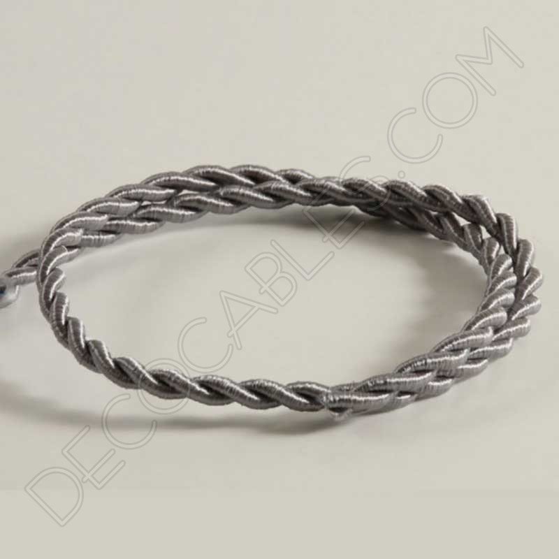 Cable eléctrico trenzado de seda color gris Cable eléctrico trenzado de seda color gris