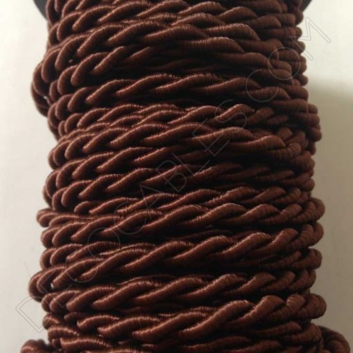 Cable eléctrico trenzado de seda marrón