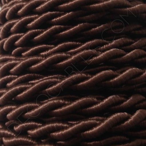 Cable eléctrico trenzado de seda marrón