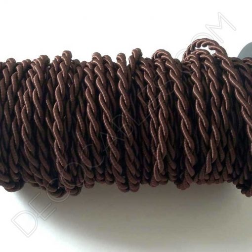 Cable eléctrico trenzado de seda marrón