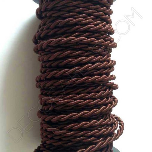 Cable eléctrico trenzado de seda marrón