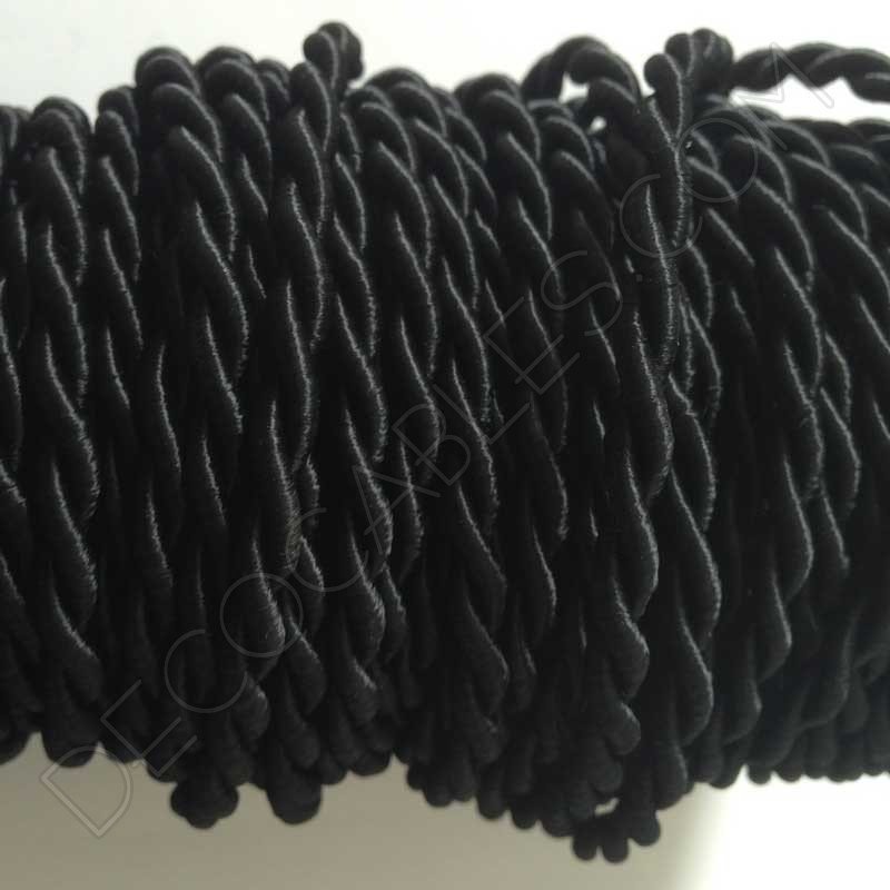 Cable eléctrico trenzado de seda negro Cable eléctrico trenzado de seda negro