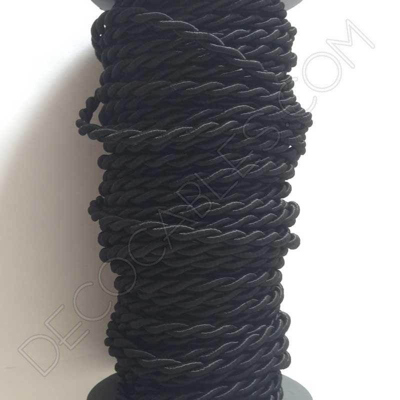 Cable eléctrico trenzado de seda negro Cable eléctrico trenzado de seda negro